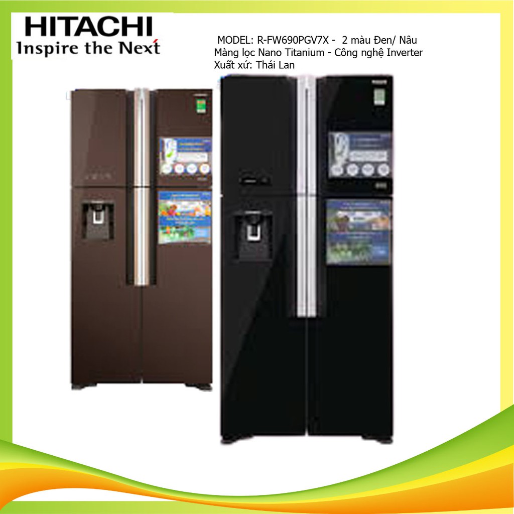 Tủ lạnh Hitachi Inverter 540 lít R-FW690PGV7X (ĐÁ TỰ ĐỘNG)