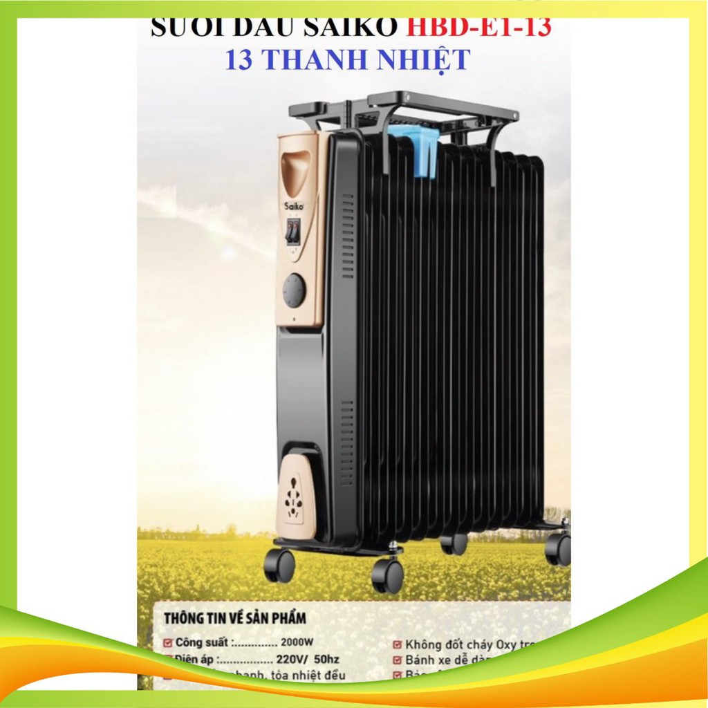 Máy sưởi dầu 13 thanh Saiko HBD-E1-13