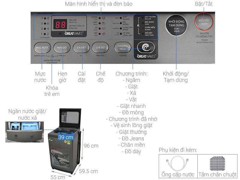 Máy giặt Toshiba 9Kg K1005FV(SG) Máy giặt Toshiba 9Kg K1005FV(SG)