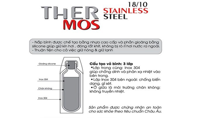 Bình giữ nhiệt Elmich inox 304 500ml EL2972 Bình giữ nhiệt Elmich inox 304 500ml EL2972