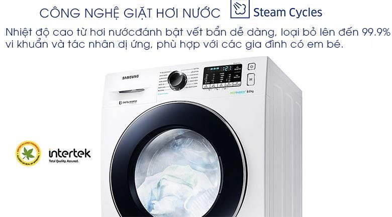 [TRẢ GÓP 0%] Máy giặt Samsung WW80J52G0KW/SV 8kg Inverter (Trắng)