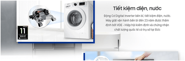 [TRẢ GÓP 0%] Máy giặt Samsung WW80J52G0KW/SV 8kg Inverter (Trắng)