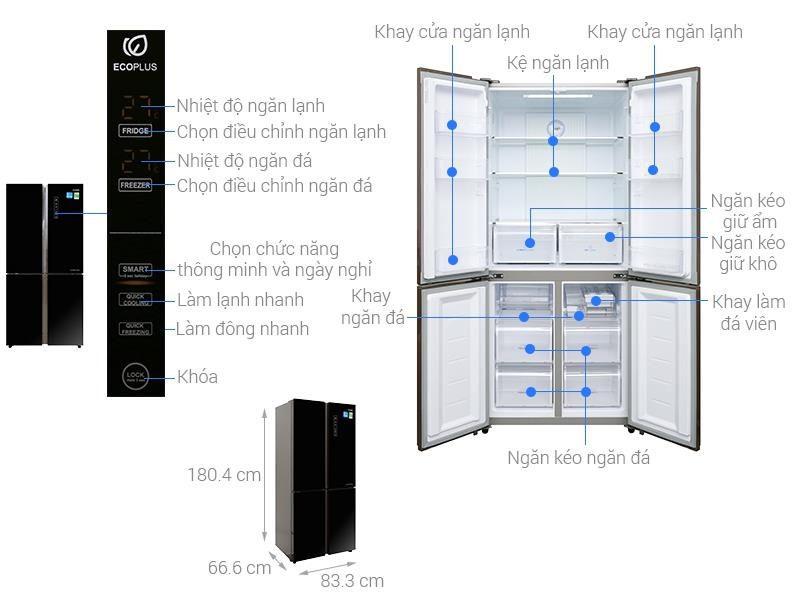 Tủ lạnh AQUA 4 cánh Inverter AQR-IG525AM/GB - 516 Lít