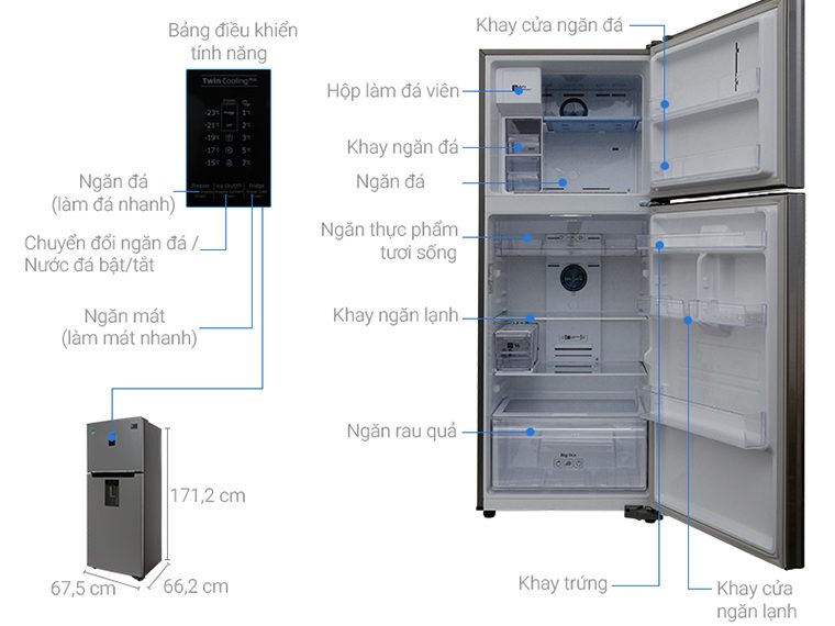 Tủ lạnh Samsung Inverter 360 Lít RT35K5982S8/SV - Bộ lọc than hoạt tính Deodorizer, Làm đá tự động
