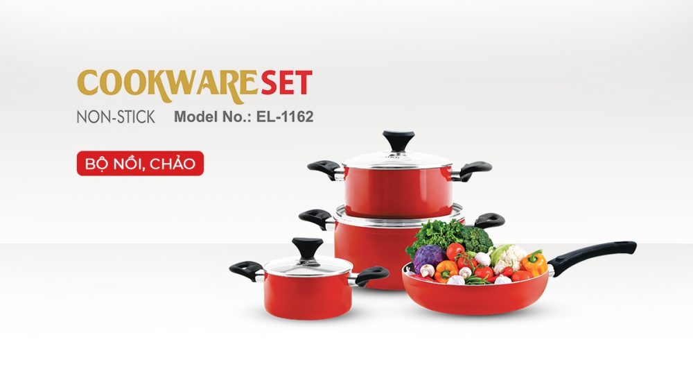Bộ nồi chống dính Elmich EL- 1162 đáy từ (16-20-24cm, chảo 26cm)
