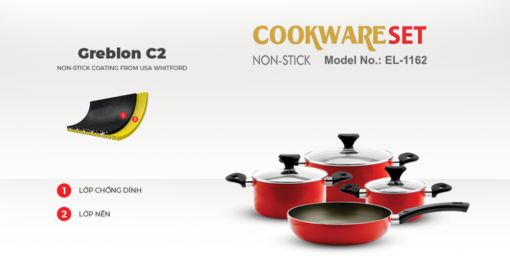 Bộ nồi chống dính Elmich EL- 1162 đáy từ (16-20-24cm, chảo 26cm)