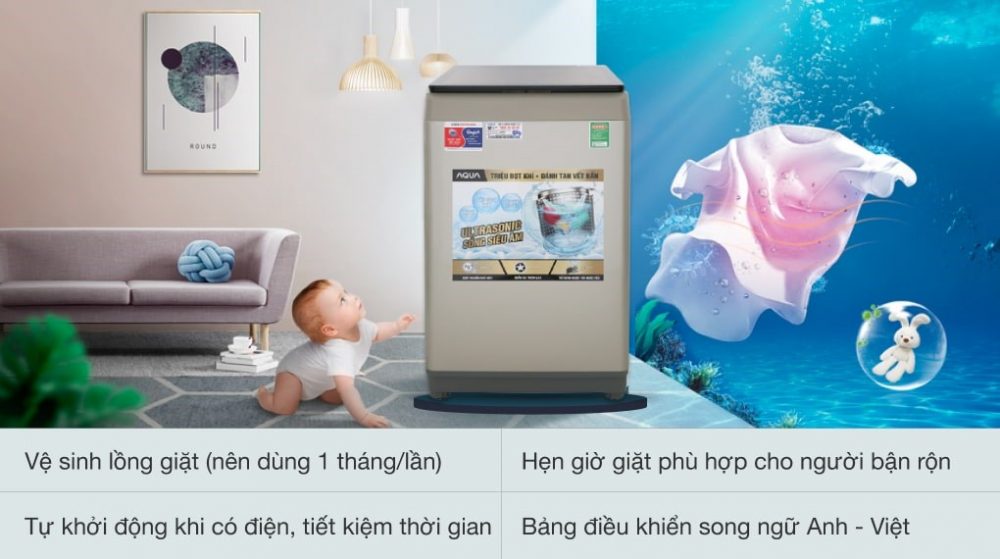 Máy Giặt Lồng đứng Aqua 9kg Aqw U91ct(n) (1)