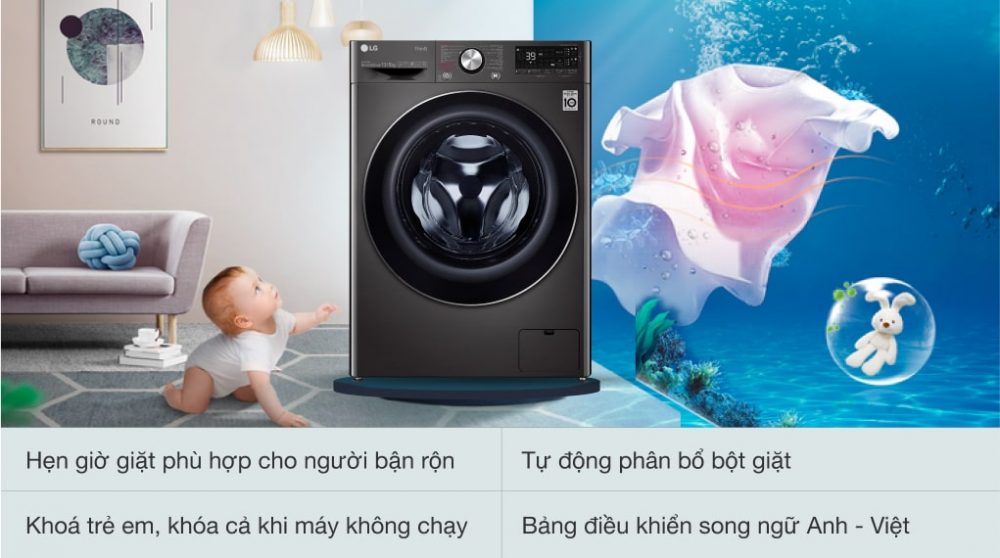 Máy giặt sấy thông minh LG 13kg + sấy 8kg FV1413H3BA
