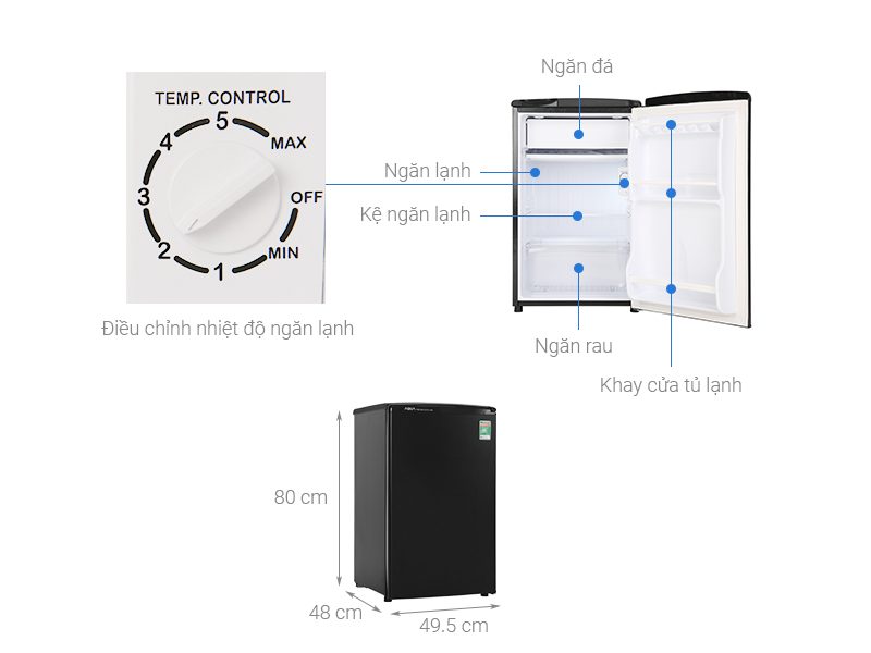 Tủ Lạnh Aqua 90 Lít Aqr D99fa (bs) 5