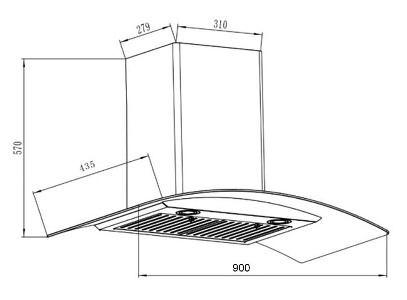 Máy hút mùi kính cong cảm ứng Binova BI-1900SH-90