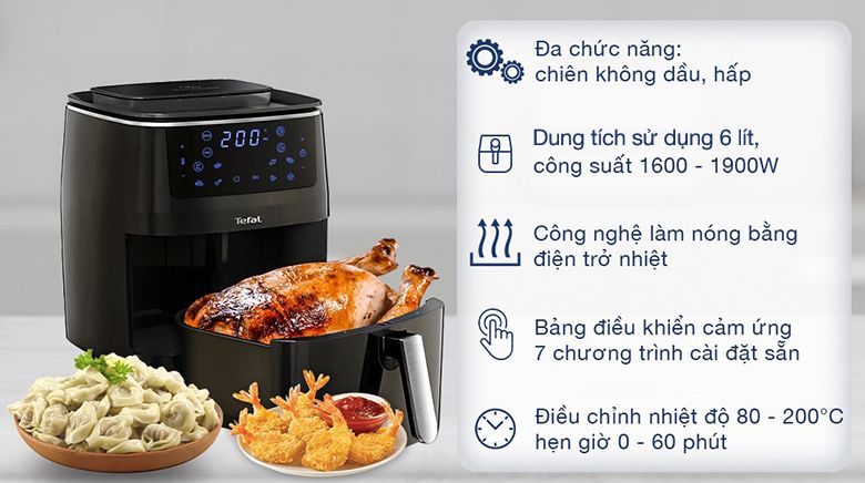 Nồi chiên không dầu kết hợp hấp Tefal FW201815