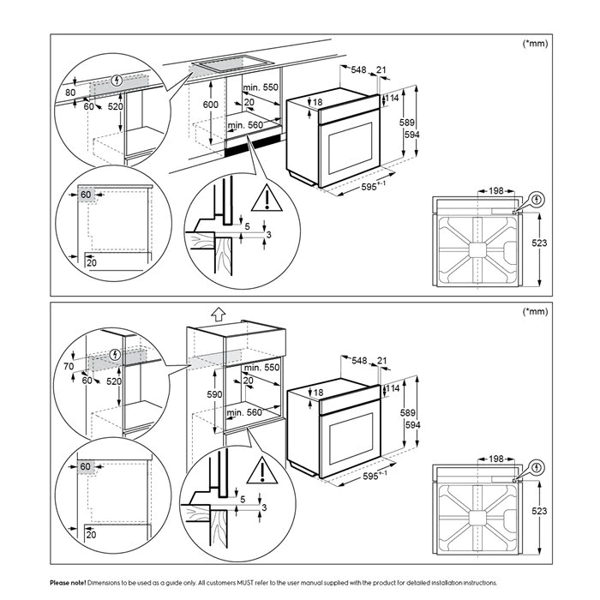 Lò nướng âm tủ Electrolux 60cm 71L KODEC75X