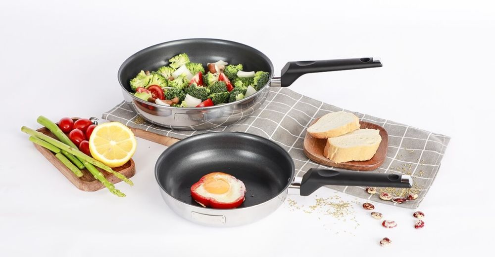 Bộ chảo inox  chống dính đáy liền Elmich 2102OL size 20, 26cm