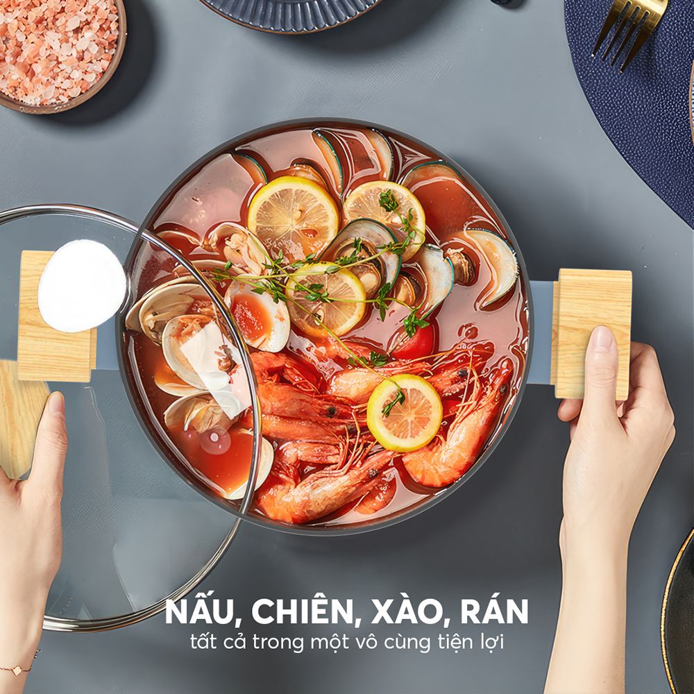 Bộ nồi chống dính vân gỗ Elmich Nature EL-5206MG03 size 18, 20 chảo 24cm Bộ nồi chống dính vân gỗ Elmich Nature EL-5206MG03 size 18, 20 chảo 24cm