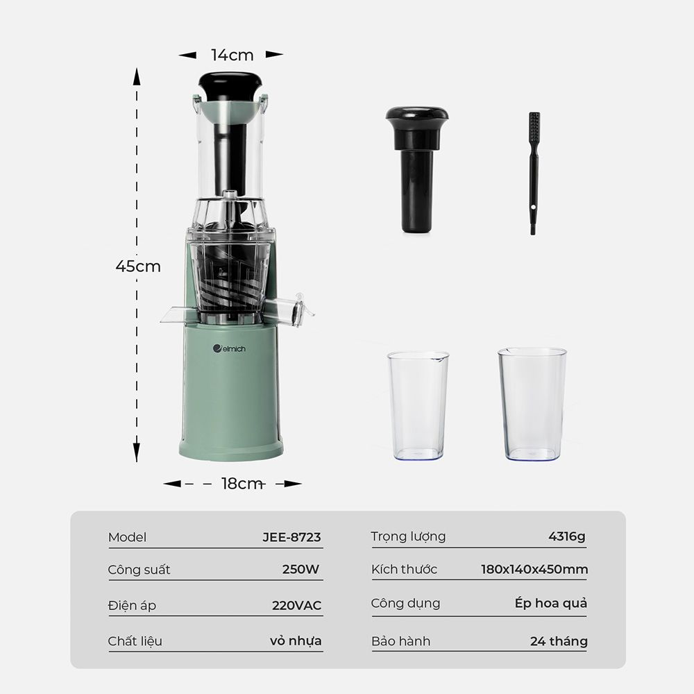 Máy ép chậm Elmich JEE-8723 Máy ép chậm Elmich JEE-8723