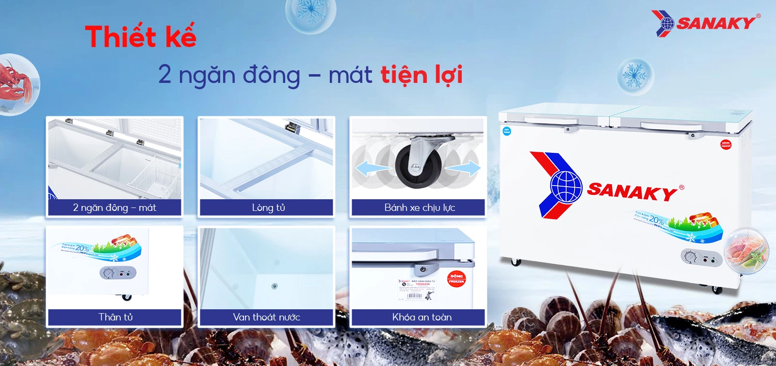 Thiết kế 2 ngăn đông – mát tiện lợi