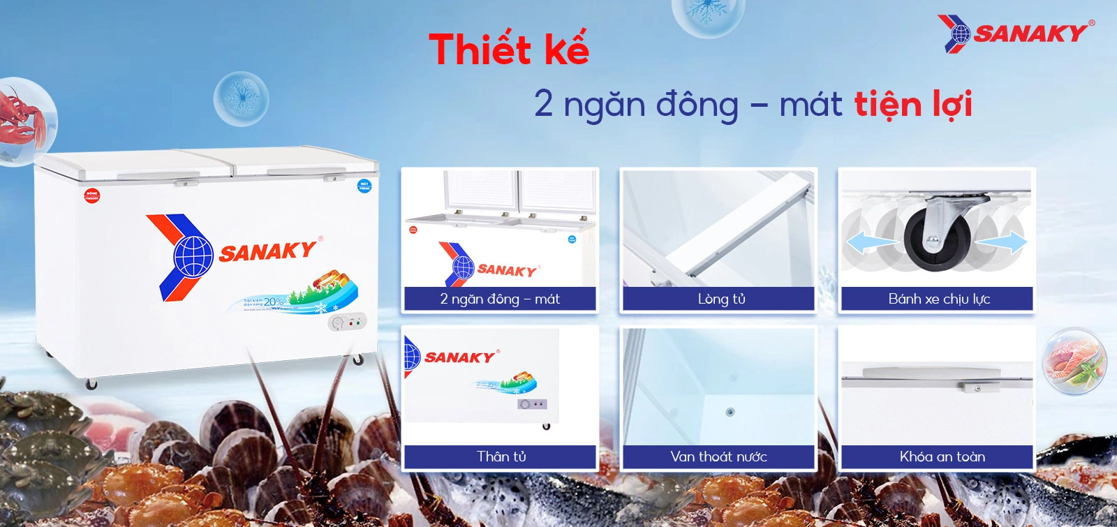 Thiết kế 2 ngăn đông - mát tiện lợi