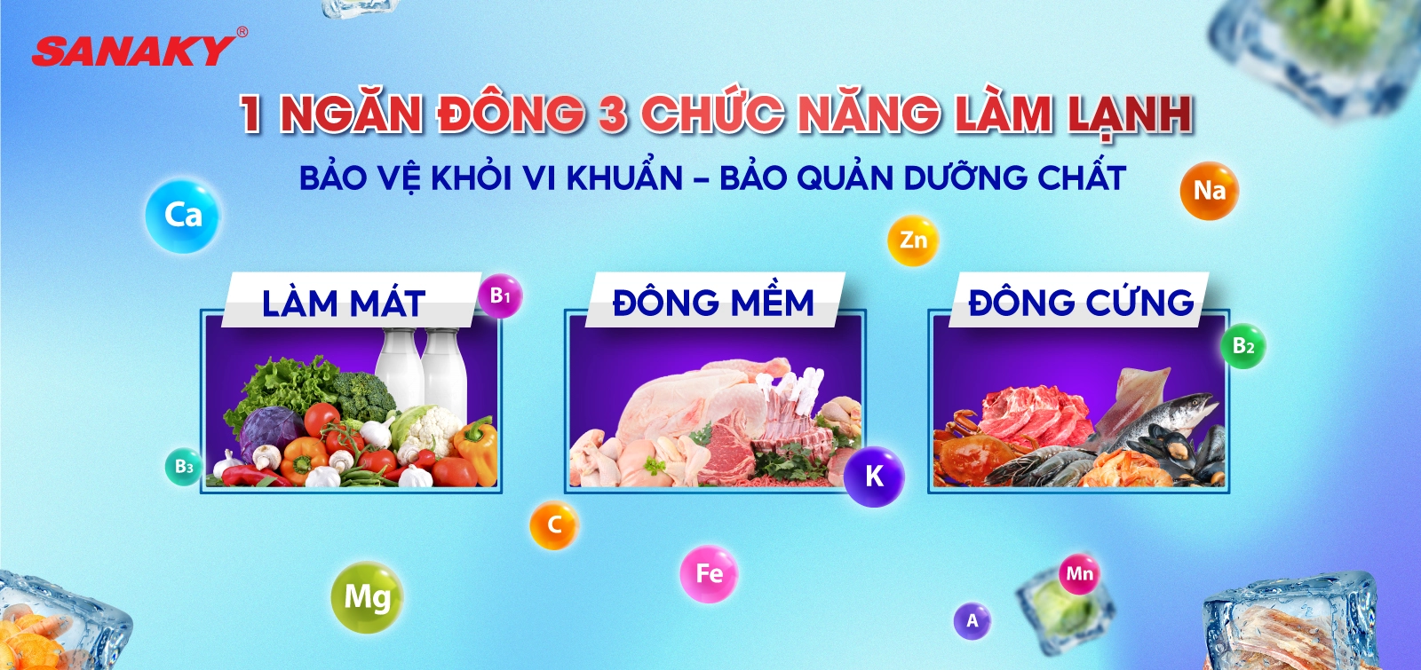 3 chế độ Mát - Đồng mềm - Đông cứng