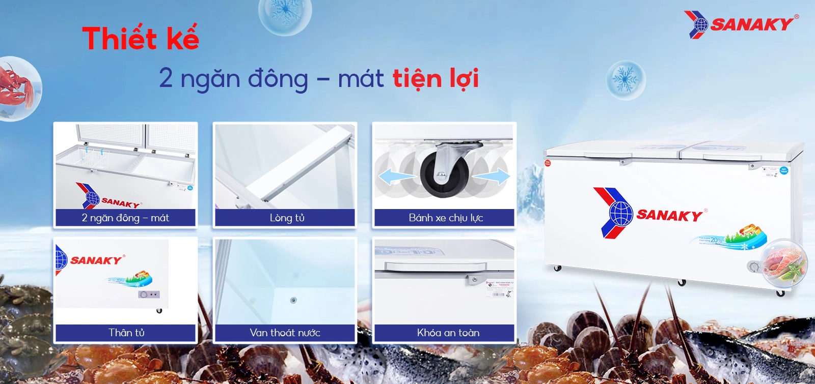 Thiết kế 2 ngăn đông - mát tiện lợi