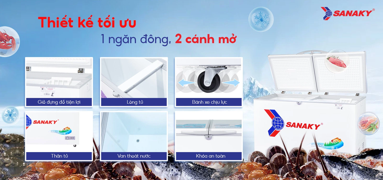 Thiết kế tối ưu 1 ngăn đông 2 cánh mở
