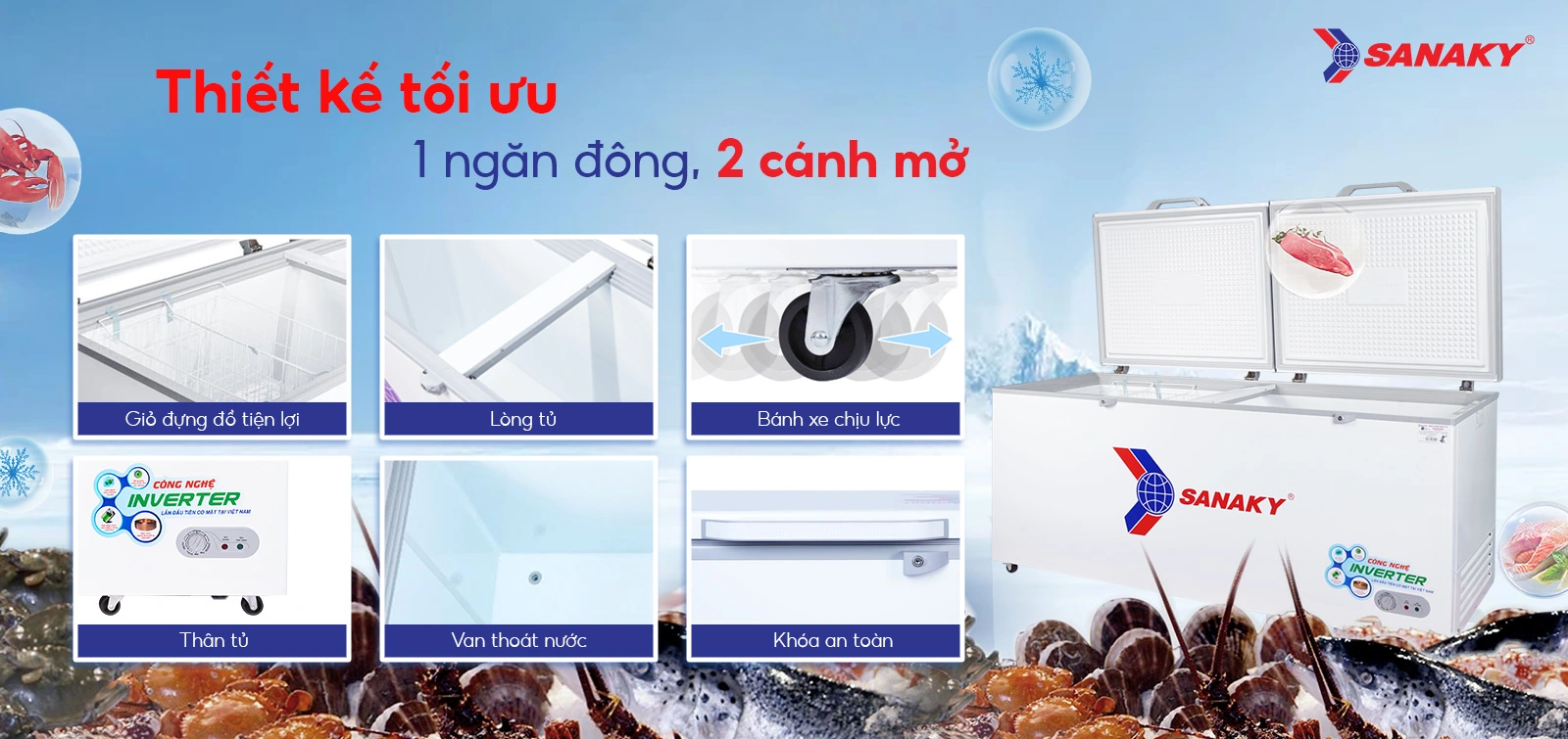 Thiết kế tối ưu 1 ngăn đông 2 cánh mở