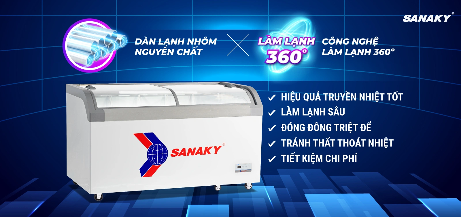 Dàn lạnh nhôm kết hợp công nghệ làm lạnh 360 độ Dàn lạnh nhôm kết hợp công nghệ làm lạnh 360 độ