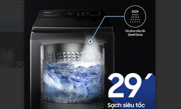 Máy giặt Samsung Inverter 14 kg WA14CG5745BVSV - Giặt sạch siêu tốc