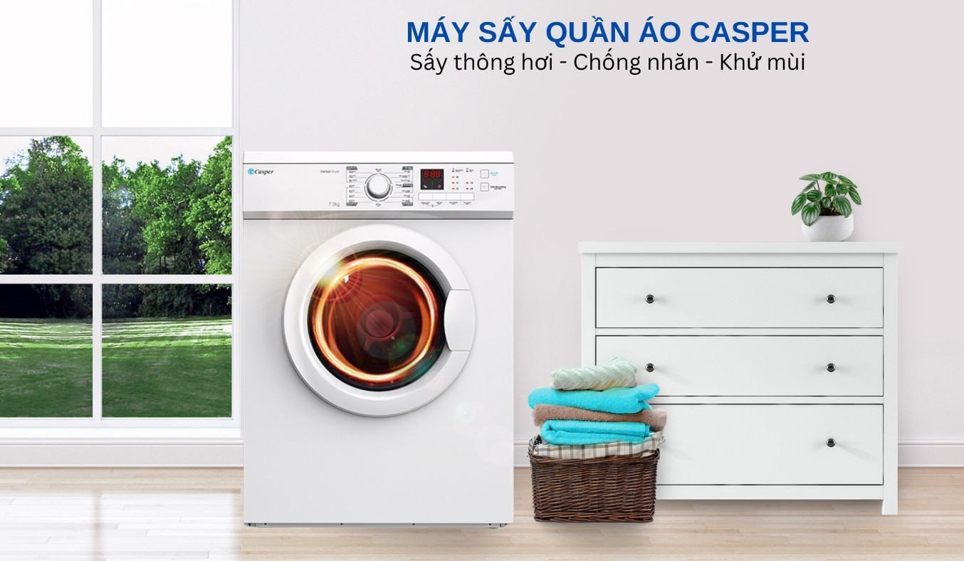 Máy sấy quần áo Casper 7.2 kg TD-72VWD diện mạo sang trọng